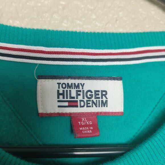 TOMMY HILFIGER DENIM REED GRAPHIC CREWNECK SWEATSHIRT TEAL GREEN MENS XL - Picture 7 of 11